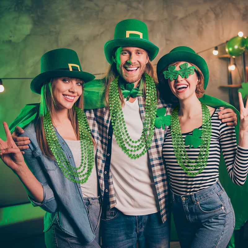ZZYFGH 12 Pcs Shamrock Necklaces Bulk St Patricks Day Beads Necklace, Plastic Shamrock Necklaces Bulk, 33" 7mm Green Clover-Shaped Beads Necklace for St. Patrick's Day Party Favors Decorations Gift Supplies Women Me - Image 4